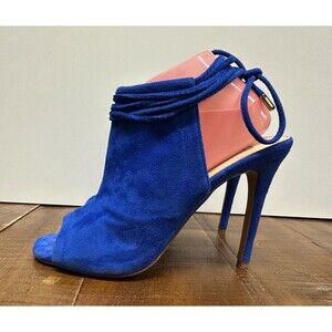 Steve Madden Sophie women size 9.5 M  blue suede ankle wrap straps lace up heels